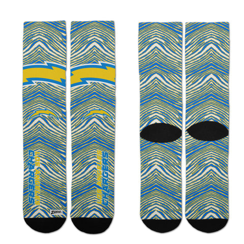Zubaz By For Bare Feet NFL Adults Unisex Los Angeles Chargers Zubified Dress Socks, Large