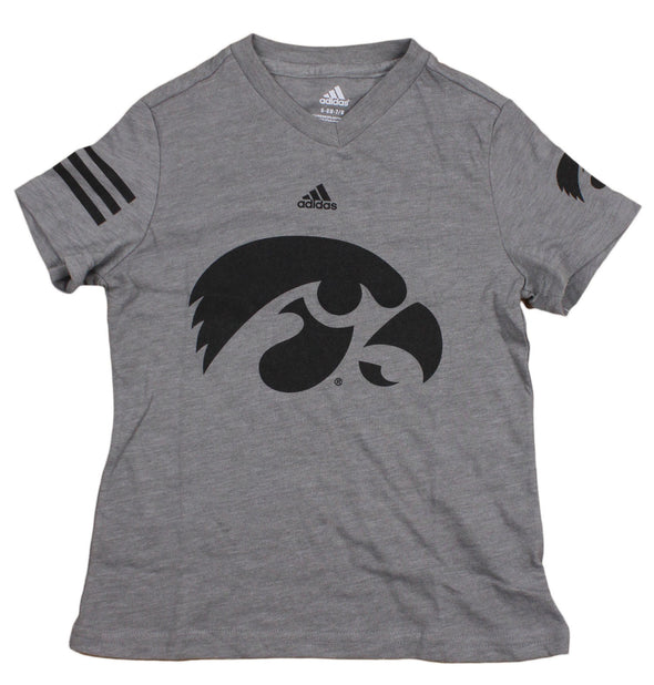 Adidas NCAA College Youth Girls Iowa Hawkeyes T-Shirt - Gray