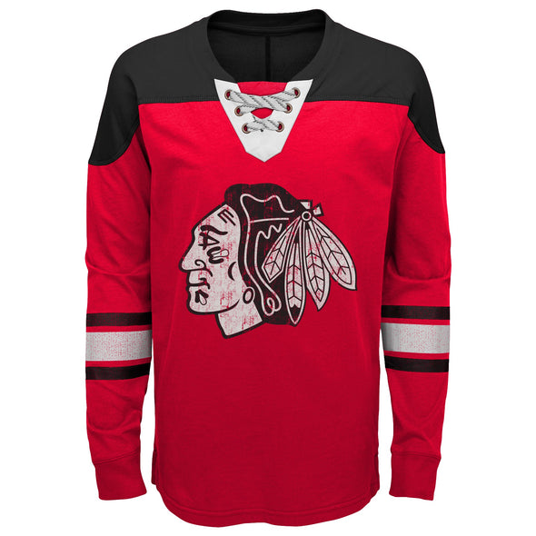 Outerstuff NHL Youth Boys Chicago Blackhawks Prerennial Long Sleeve Shirt, Red