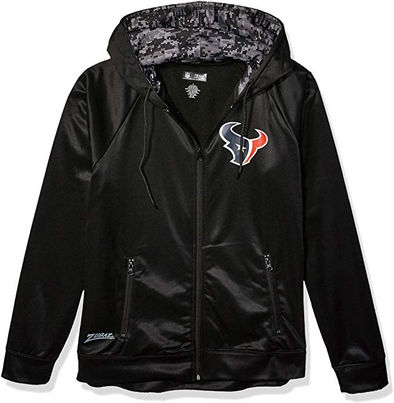 Zubaz NFL Men's Houston Texans Full Zip Digital Camo Hood Hoodie, Black