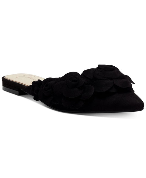 Jessica Simpson Women's Cymia Slip-on Floral Embellished Pointed Toe Mules