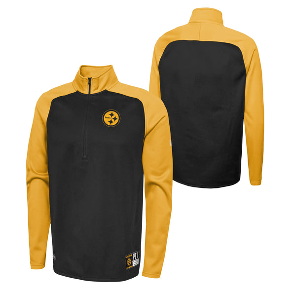 Outerstuff NFL Men's Pittsburgh Steelers O-Line Performance 1/4 Zip Fleece Top