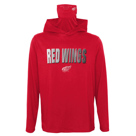 Outerstuff NHL Youth Boys Detroit Red Wings Blocker Hooded Gaiter Neck  Tee