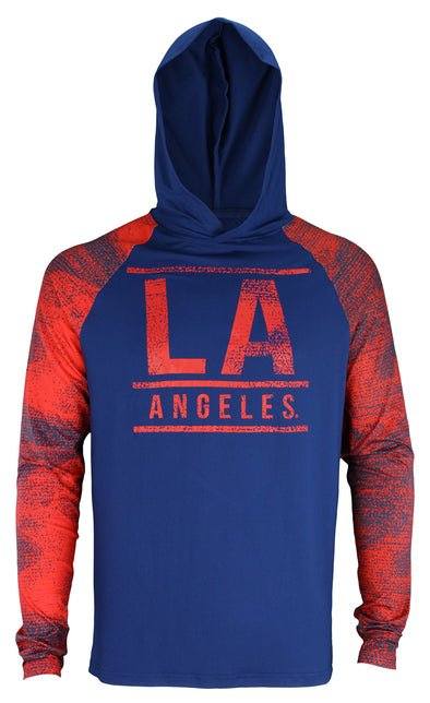Zubaz MLB Baseball Men's Los Angeles Angels Static Stripe Hooded Shirt