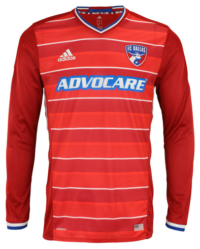 adidas MLS Men's FC Dallas Authentic Long Sleeve Jersey, Red