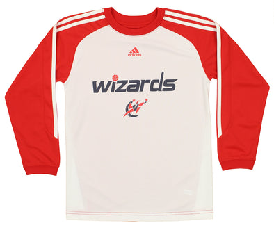 Adidas Washington Wizards NBA Boys Youth Performance Raglan Long Sleeve Shirt, White/Red