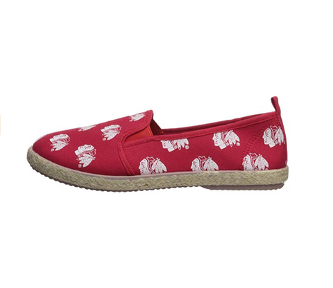 FOCO NHL Women's Chicago Blackhawks Espadrille Canvas Slip On Shoe