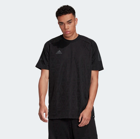 Adidas Men's Tan Jacquard Jersey Top, Black