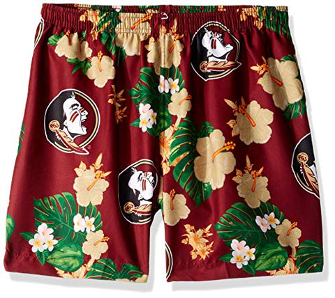FOCO Men's Florida State Seminoles Floral Hawaiian Swim Suit Trunks