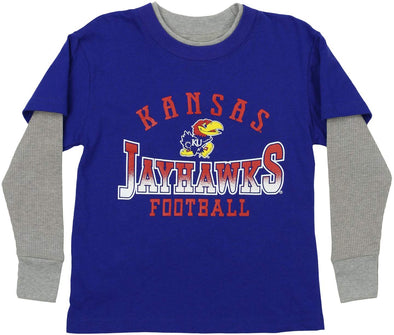 Outerstuff NCAA Kids Kansas Jayhawks Hokies Faux Layer Long Sleeve Tee