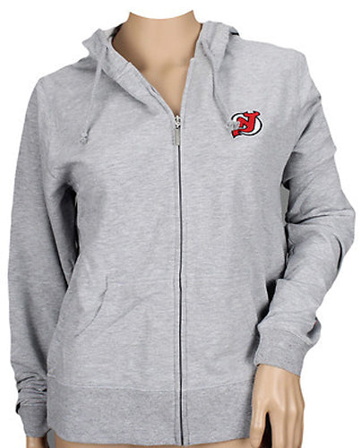 Reebok NHL Women's New Jersey Devils Team Zip Up Hoodie, Gray