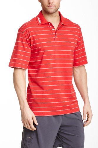 Asics Men's Piranha Short Sleeve Golf Polo Shirt Top, Red / White
