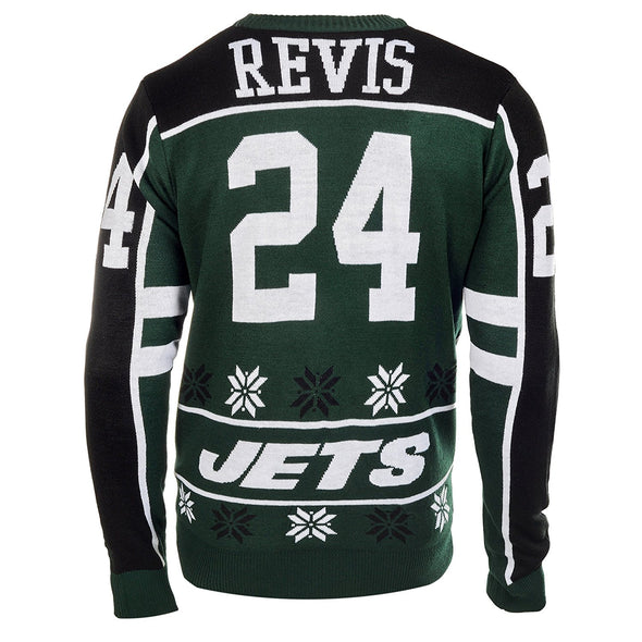KLEW NFL Men's New York Jets Darrelle Revis #24 Ugly Sweater