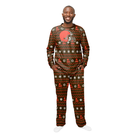FOCO Men's NFL Cleveland Browns Primary Team Logo Ugly Pajama Set