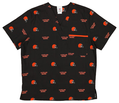 Fabrique Innovations NFL Unisex Cleveland Browns Repeat Logo Scrub Top