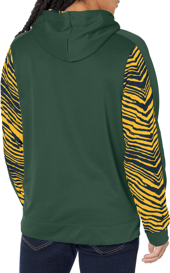 Zubaz NFL Men's Green Bay Packers Team Color with Zebra Accents Pullover Hoodie