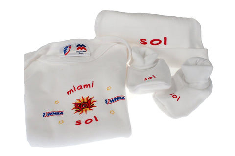 WNBA Basketball Miami Sol Three Piece Newborn Gift Set