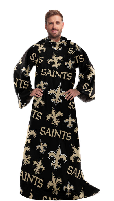 Northwest NFL New Orleans Saints Toss Silk Touch Comfy Throw with Sleeves