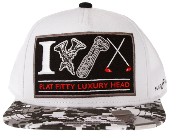 Flat Fitty I Screw Ratchet Hoe's Snapback Cap Hat - Black and Grey Camo