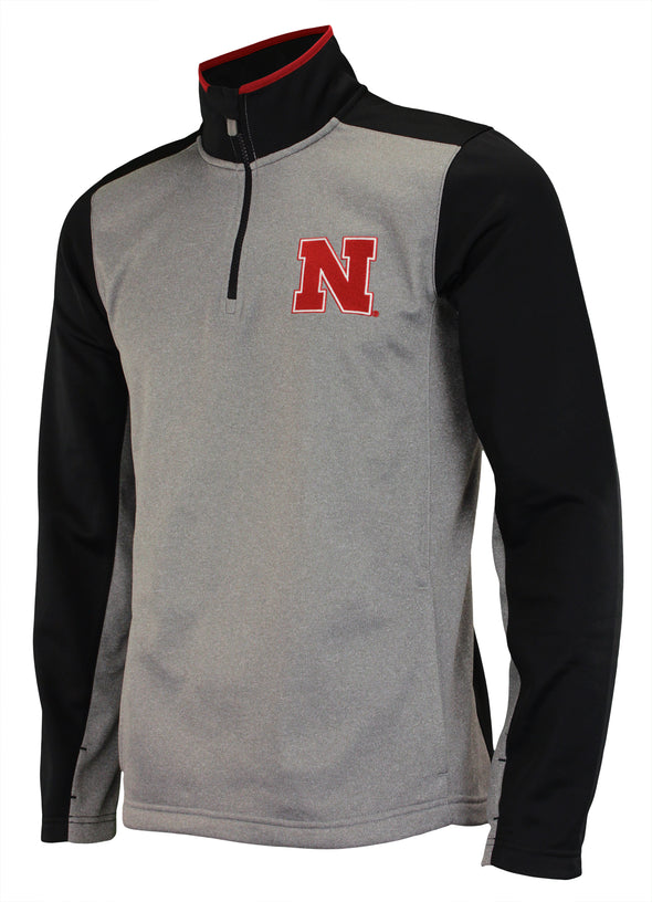 OuterStuff NCAA Men's Nebraska Cornhuskers Top Notch 1/4 Zip Jacket, Grey
