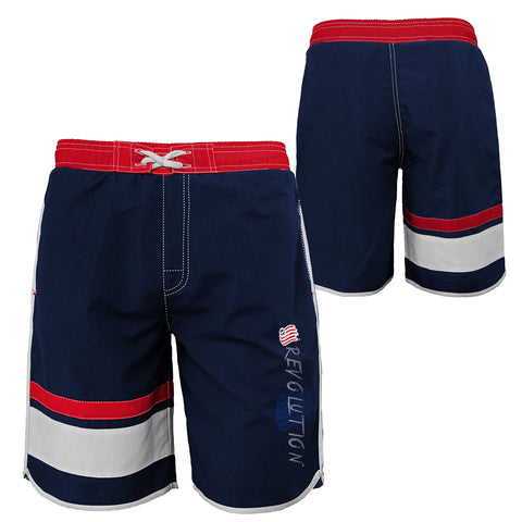 Outerstuff MLS Youth New England Revolution Color Block Swim Trunks
