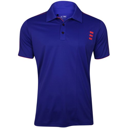 Adidas Men's Climalite 3-Stripe Contrast Stitch Polo Shirt, Bluebonnet / Coral