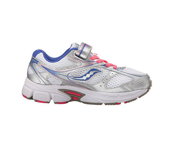 Saucony Little Kid/Big Kid Cohesion 8 A/C Running Shoe, White/Silver/Coral