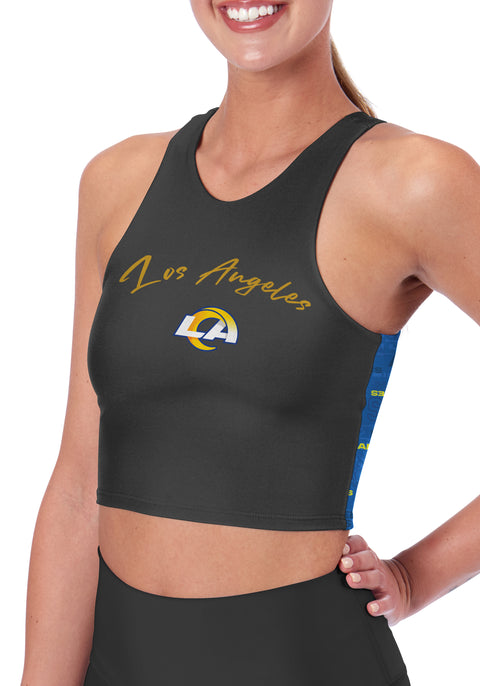 Certo By Northwest NFL Women's Los Angeles Rams Crosstown Midi Bra, Charcoal
