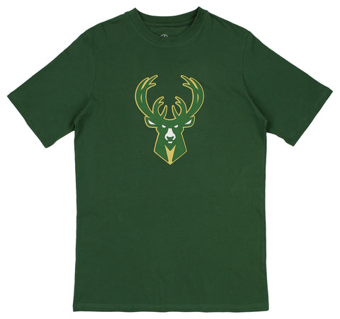 FISLL NBA Men's Milwaukee Bucks Team Color, Name and Logo Premium T-Shirt