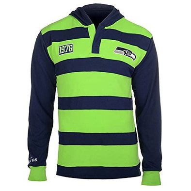 KLEW Men's NFL Seattle Seahawks Cotton Rugby Hoodie Shirt