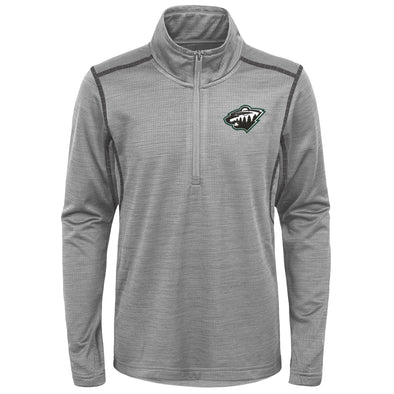 Outerstuff Minnesota Wild NHL Boys Youth (8-20) Back to The Arena 1/4 Zip Pullover Sweater, Grey