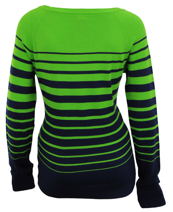 Forever Collectibles NFL Women's Seattle Seahawks Stripes Scoop Neck Sweater
