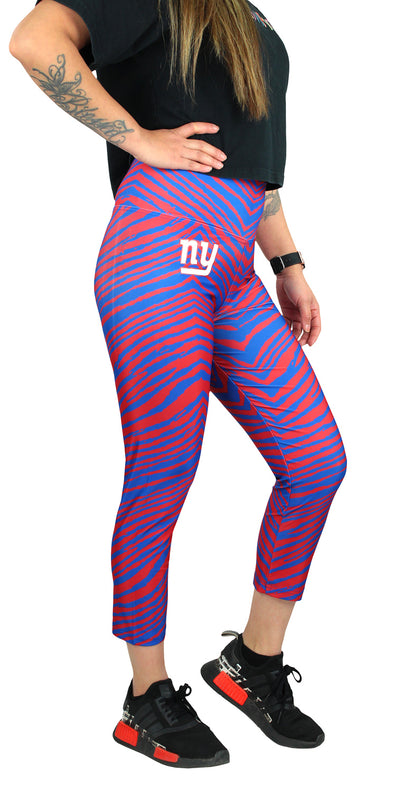 Zubaz NFL Women's New York Giants 2 Color Zebra Print Capri Legging