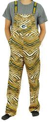 Zubaz NFL Men's Green Bay Packers Zebra Printed Team Bib Overalls