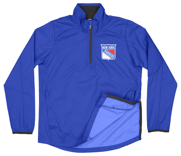 Outerstuff New York Rangers NHL Boys' Youth (8-20) Alpha Performance 1/4 Zip Jacket, Blue