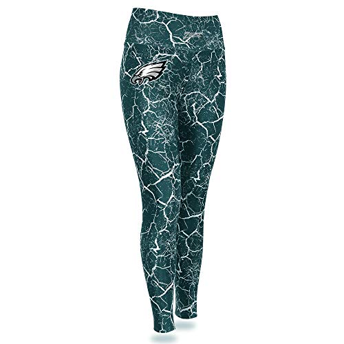 Zubaz Philadelphia Eagles Marble Legging, Pineneedle Green/Metallic Silver, XSmall