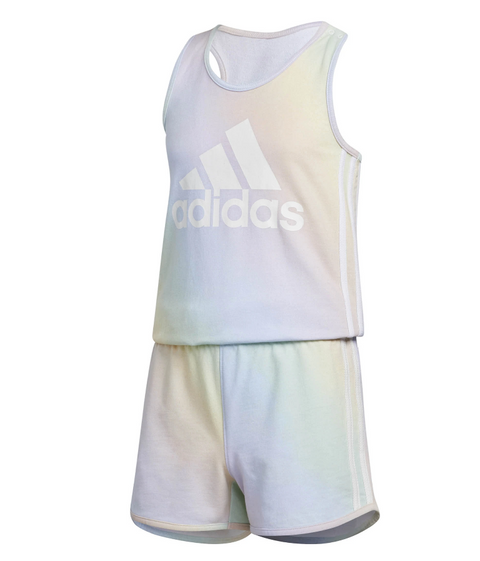 Adidas Youth Girls 7-14 Iridescence Print Romper, Sky Tint