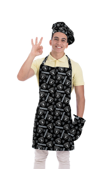 Northwest NFL Adult Unisex Las Vegas Raiders Scatter Print 3 Piece Chef Set