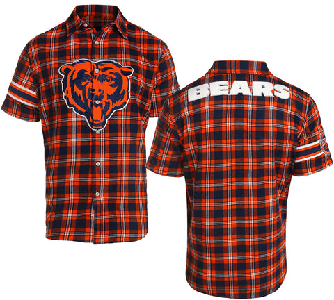 Forever Collectibles NFL Men's Chicago Bears Color Block Short Sleeve Flannel