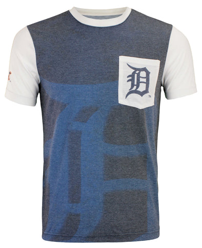 KLEW 2016 MLB Men's Detroit Tigers Cotton Poly Pocket Logo Tee T-shirt