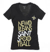 Reebok NFL Women's New Orleans Saints Deep V-Neck Football Tee Shirt - Black