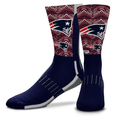 Zubaz X FBF NFL Adult Unisex New England Patriots Phenom Curve Crew Socks