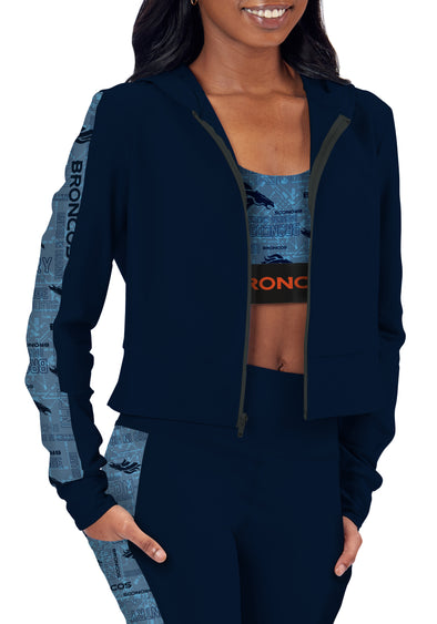 Certo By Northwest NFL Women's Denver Broncos All Day Cropped Hoodie, Navy