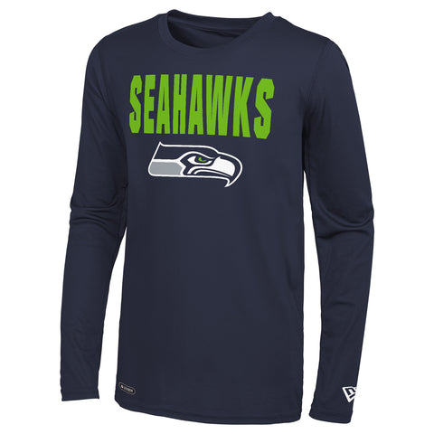 New Era NFL Men's Seattle Seahawks 50 Yard Line Long Sleeve Poly Dri-Tek Tee