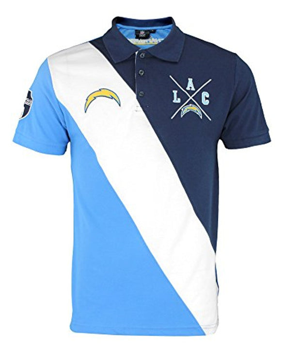 KLEW NFL Football Men's Los Angeles Chargers Rugby Diagonal Stripe Polo Shirt