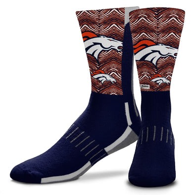 Zubaz X FBF NFL Adult Unisex Denver Broncos Phenom Curve Crew Socks