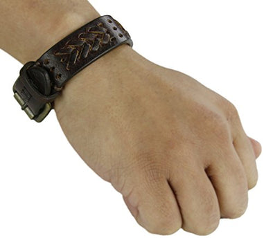 JD Fisk Men's Braided Pattern Bracelet, Brown