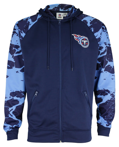 Zubaz NFL Men's Tennessee Titans  Full Zip Hoodie with Lava Sleeves