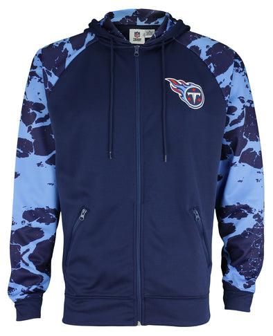 Zubaz NFL Men's Tennessee Titans Full Zip Hoodie with Lava Sleeves