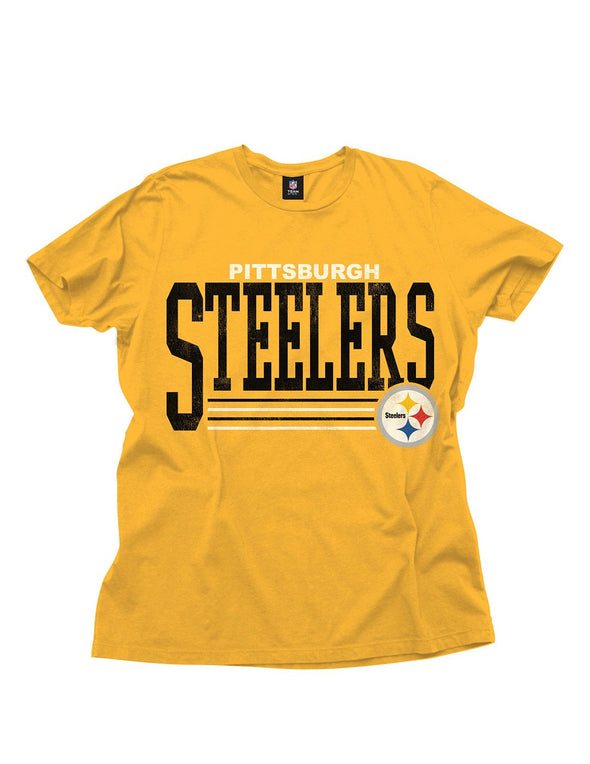 Pittsburgh Steelers NFL Football Men's Fundamentals Logo T-Shirt Tee Top, Gold